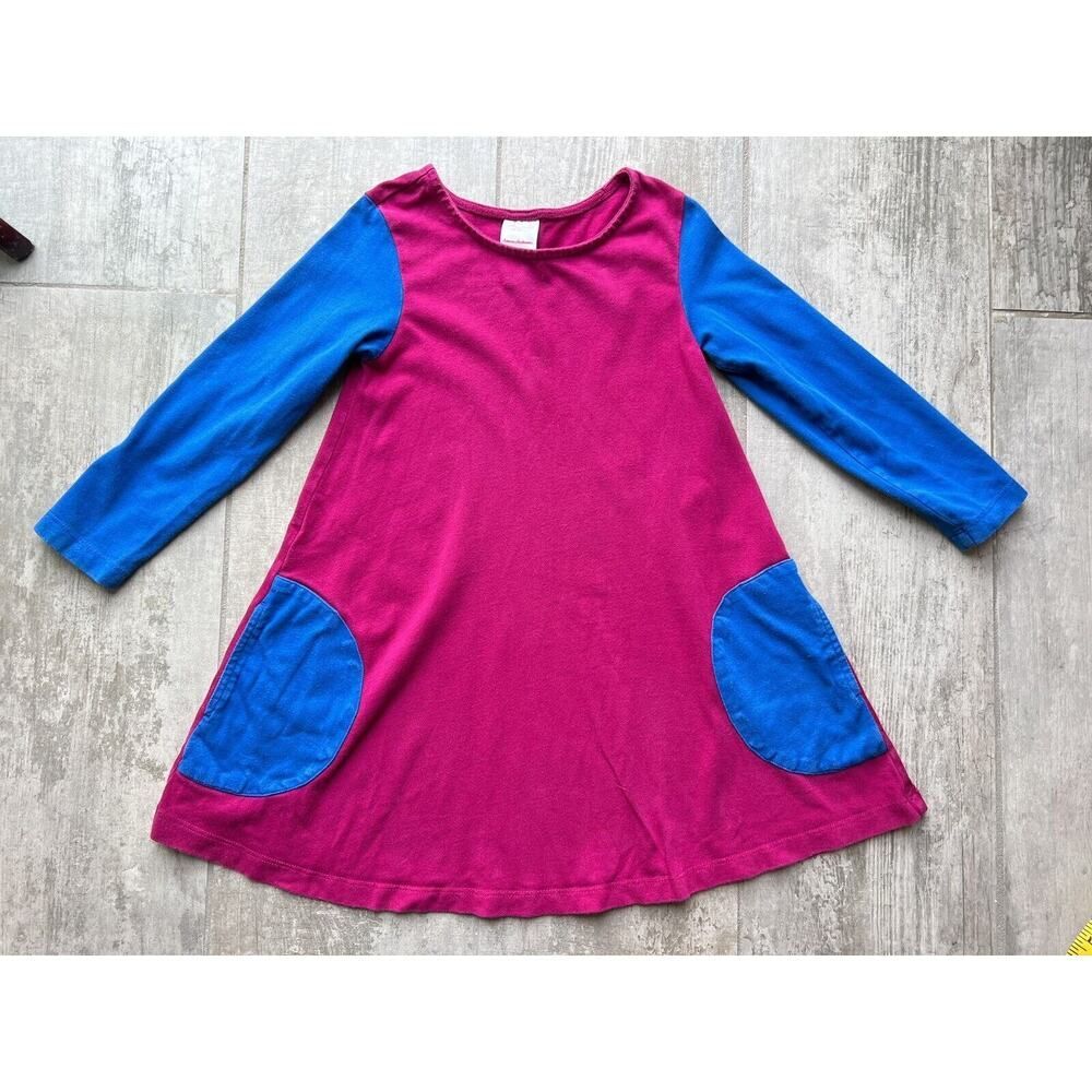 HANNA ANDERSSON Girls Long Sleeve Pink Blue 100% Cotton Dress Casual Everyday 4